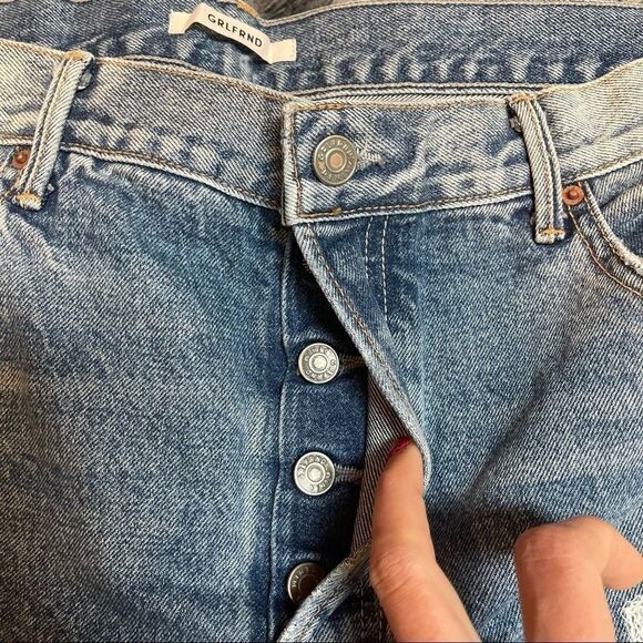 NWT! GRLFRND Denim Helena Jeans In City Rocker - Embroidered Logo, Button Fly - Picture 11 of 12